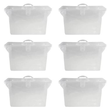 Imagem de Kit 6 Maletas Arquivo para Pastas Suspensas Documentos Dello Caixa Plástica Organizadora Empilhável