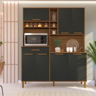 Imagem de Armário De Cozinha Compacta Fidelitá Amsterdã 160cm 7 Portas 1 Gaveta 