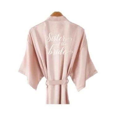 Imagem de Robe De Noiva Feminino De Cetim Seda Champanhe Quimono Dama De Honra F