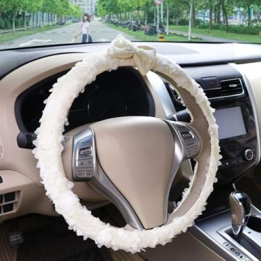 Imagem de Capa de volante de carro de renda fofa capa de volante automotiva antiderrapante capa de envoltório automático para a maioria dos carros de 15 polegadas (18)