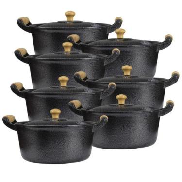 Imagem de Jogo Panelas Alumínio Fundido Craqueada Preto 18 A 30cm - Okayshop