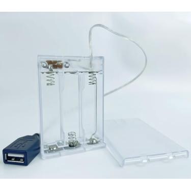 Imagem de FLAGMEE Pacote de bateria para placas neon LED de 5 V, converte sinais de neon USB em operados por bateria, adaptador de bateria para luzes LED, perfeito para plugue preto interno/externo