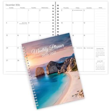 Imagem de Zuozee Agenda mensal A5 2025-2027, calendário mensal de 2 anos, julho de 2025 a dezembro de 2027, agenda de 14 x 21 cm com bobina, perfeita para planejamento de material escolar de escritório - praia