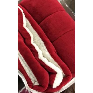 Imagem de Coberdrom Sherpa Edredom Dupla Face, Manta Felpuda Lisa para Cama Casal Queen, Cobertor Pele de Carneiro, Vermelho