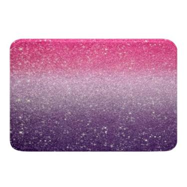 Imagem de Tapetes de banheiro de microfibra roxos rosa com glitter, tapete de banheiro antiderrapante antiderrapante tapete absorvente para decoração de quarto, fada sonhadora, gradiente para banheiro, 40,64 cm x 60,96 cm