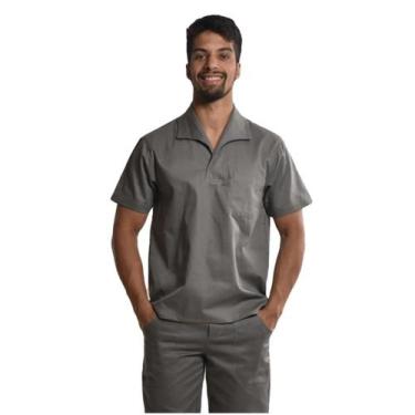 Imagem de Camisa Profissional Uniforme Trabalho Fechada Mangas Curtas Gola Itali