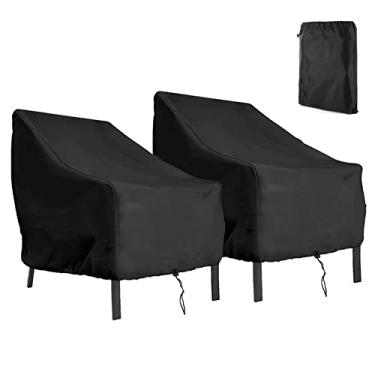 Imagem de Gicov Capa para cadeira de pátio para ambientes externos, impermeável, resistente, gramado, 2 unidades, capa de assento profundo resistente a UV, proteção para todos os climas para móveis de jardim