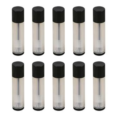 Imagem de ccHuDE 25 tubos de bálsamo labial redondos vazios de 5 g, pequenos tubos de bálsamo de batom recarregáveis, tubos de bálsamo labial de plástico, recipientes transparentes pretos