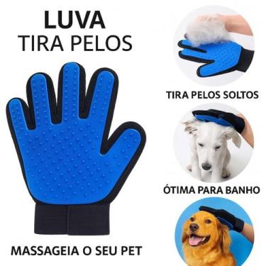 Imagem de Luva Pet Escova Azul - Tira Pelos e Proporciona Massagem - FAZA