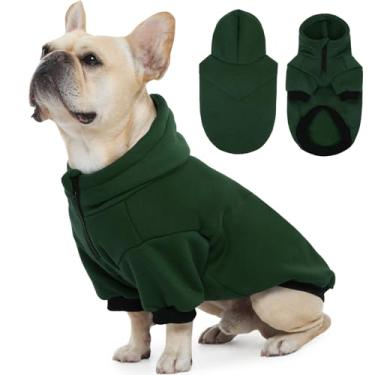 Imagem de ADNIKIA Moletom com capuz básico para cães, macio e quente, com orifício para trela, roupas para clima frio, pulôver de lã para cães pequenos a grandes meninos e meninas