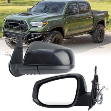 Imagem de Clidr Espelho lateral do motorista compatível com Toyota Tacoma 2016-2025 tinta dobrável manual aquecida para combinar com espelho retrovisor substitui 87940-04230 preto 5 pinos