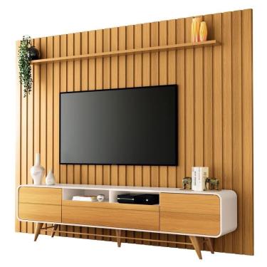 Imagem de Painel Para 85 Pol You E Rack Bancada época Off/cinamomo - Hb Móveis