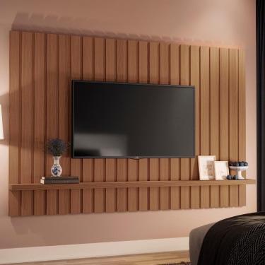 Imagem de Painel 70 Pol 200cm Suspenso Ripado Link Castanho - Hb Móveis
