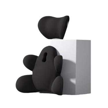 Imagem de Xiamenzcx Conjunto de almofadas de apoio lombar para assento de carro de 2 peças – Almofada traseira de espuma viscoelástica e travesseiro de pescoço para dirigir, escritório, alívio de longa viagem