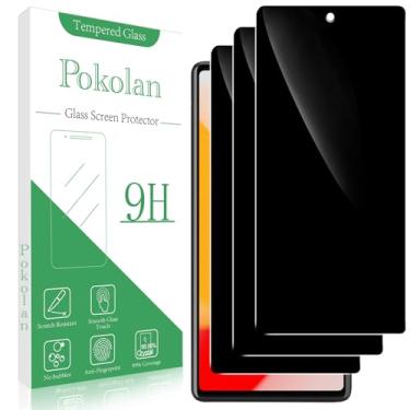 Imagem de Pokolan [Pacote com 3 protetores de tela de privacidade para Google Pixel 6a, película de vidro temperado antiespião, dureza 9H, compatível com capas