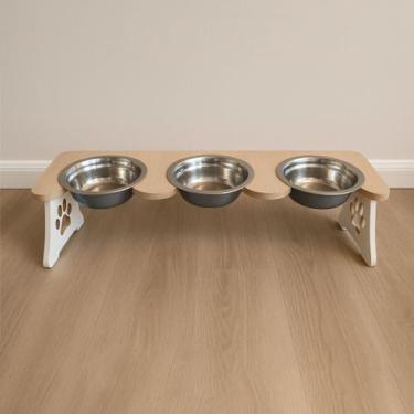 Imagem de Comedouro Elevado Pet Ergonômico em MDF para Gatos e Cães  Ração e Águ