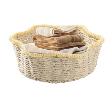 Imagem de Cesta de frutas, suporte decorativo de armazenamento de frutas tecido à mão, cesta de servir comida de de imitação de mesa para sala de estar, casa, berçário, bancada, despensa, mesa de jantar
