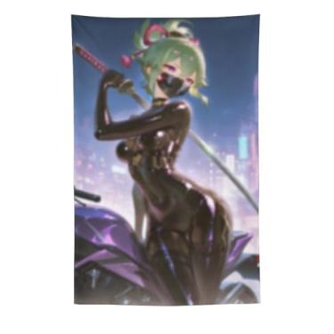 Imagem de LIEGBMEU Tapeçaria sexy de menina anime 152 x 228 cm arte de colcha de parede decoração de tapeçaria caprichosa AF178