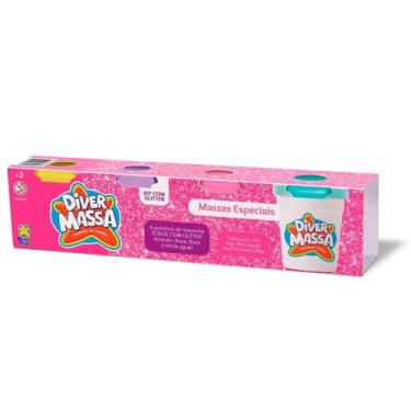 Imagem de Kit Massa de Modelar Infantil Divertoys com 4 Potes, Unica