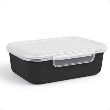 Imagem de Kit Pote Marmita Fitness 500ML com Trava Lateral P/Microondas Geladeira Dieta e Almoço(20,Preto)