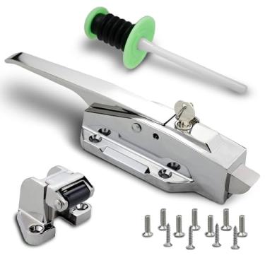 Imagem de Preruner Maçaneta de porta com refrigerador, kit completo de trinco para fechar a porta do refrigerador, trava radial da porta do refrigerador (1/8 em 1/10.2 cm (nivelada)) e alça de liberação de