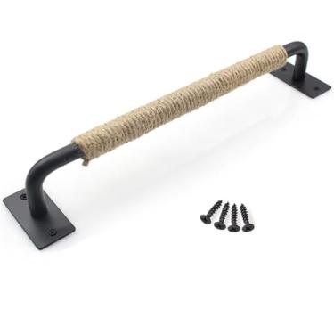 Imagem de Maçaneta de porta de celeiro simples, maçaneta rústica para porta de correr, ferragem, aço carbono preto, puxador de por