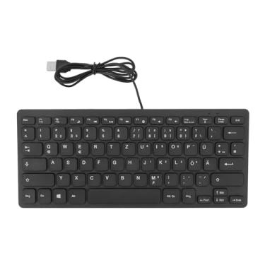 Imagem de Sonew Mini Teclado Com Fio 78 Keys Linguagem Ultra FinBoard Plug e Reproduzir Teclado Compacto USB Splash Proof para Usuários Bilíngues Ingleses (Layout qwetz alemão)