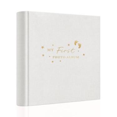 Imagem de Álbum de fotos de bebê Holoary 10x15cm 100 fotos Capa de linho bege