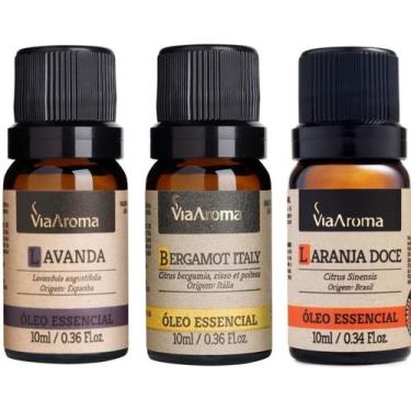 Imagem de Kit Óleo Essencial Lavanda 100% Natural Via Aroma 10ml Menta Piperita 