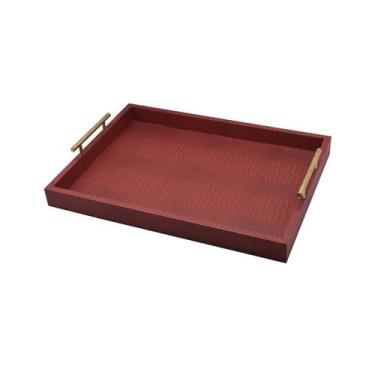 Imagem de Bandeja Decorativa Servir Resistente Em MDF Com Alça Dourada - Paramou