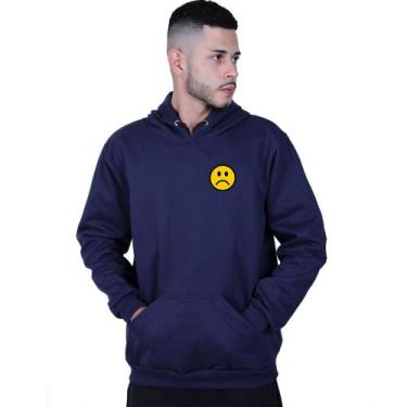 Imagem de Moletom Unissex Canguru Sad Smile Bad Tumblr - Lafre, Azul marinho, G