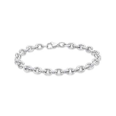 Imagem de Metro Jewelry Pulseira de corrente fina masculina em aço inoxidável - 20 cm de comprimento, 5 mm de largura com garra de lagosta
