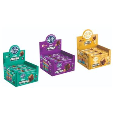Imagem de Crispy Protein Bar, Kit 3 Displays com 36 Barras, 9g Proteína, Trufa de Avelã, Bombom de Coco e Pasta de Amendoim, 1080g