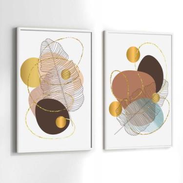 Imagem de Conjunto Quadros Decorativos com Moldura Arte Moderna Luxo Kit 2 Quadr