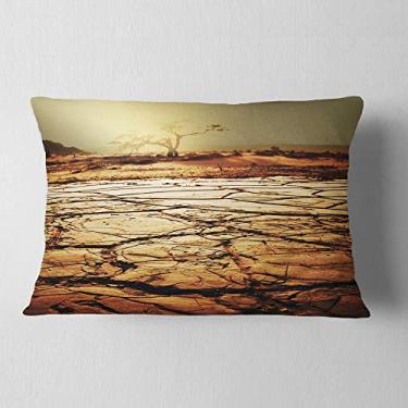 Imagem de Designart Manta de paisagem africana na terra solitária em terra seca para sala de estar, sofá, almofada de alta qualidade + capa de almofada impressa em ambos os lados 30,5 x 50,8 cm