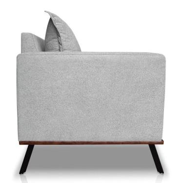 Imagem de Sofá 3 Lugares 2,20m Estofado em Bouclé com Pés Metálicos - Zefir Luca
