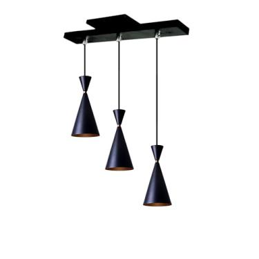 Imagem de Lustre Pendente Balcao Mesa Trilho 3 Moscou Decorações (Preto)