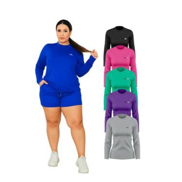 Imagem de Kit 5 Camisetas Manga Longa Proteção UV FPS50 Feminina Plus Size - Ast
