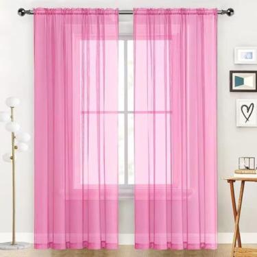 Imagem de Painéis de cortina de janela SpaceDresser Basic Sheer Voile Pink