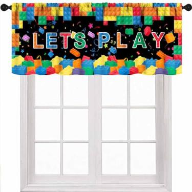 Imagem de Blocos de construção infantil sanefa de janela, blocos engraçados coloridos construtores de tijolos, abstração, geometria, tratamentos de janela para meninas, meninos, quarto, sala de estar, berçário