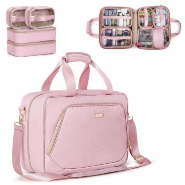 Imagem de Bolsa de higiene Prokva Extra Large para mulheres com 4 estojos rosa