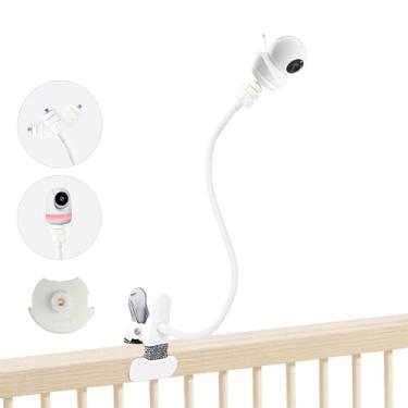 Imagem de JAMYOK Suporte para monitor de bebê compatível com Babysense HD S2/V43/MaxView e outras câmeras de monitor de bebê com orifício rosqueado de 0,6 cm, suporte de grampo flexível de 40,6 cm sem