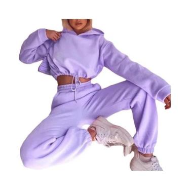 Imagem de Conjunto De Moletom Feminino Oversized De Inverno Em Duas Peças, Hoodi