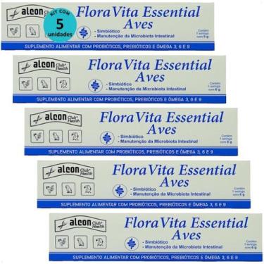 Imagem de Alcon flora vita essential para aves passáros 6g kit com 5