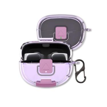 Imagem de Capa para fones de ouvido Bose QuietComfort Ultra (2ª geração, 2025), capa FJIASTB flexível de TPU à prova de choque com trava e mosquetão para fones de ouvido Bose QuietComfort Ultra II (roxo claro)