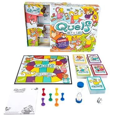 Imagem de Spin Master Quelf Board Game: Party Game for Teens and Adults -Obey The Cards to Win Family Game Night - 300 Outrageous Action Cards Combines Quiz Questions, Stunts, Acting, and Hilarious Rules