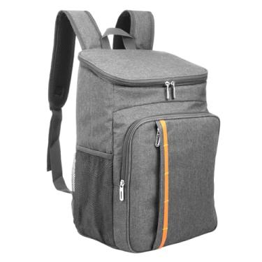 Imagem de Mochila térmica de 20 L, impermeável, leve, particionada, para freezer, quente, fria, grande capacidade, lancheira isolada para piquenique, churrasco, passeio autônomo (cinza)