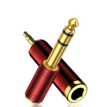 Imagem de Cyberguys Kit adaptador de fone de ouvido pacote com 2 adaptadores de 3,5 mm para 1/4 e conversor de 1/4 a 3,5 mm, conector de áudio, microfone, amplificador de guitarra, karaokê, home theater