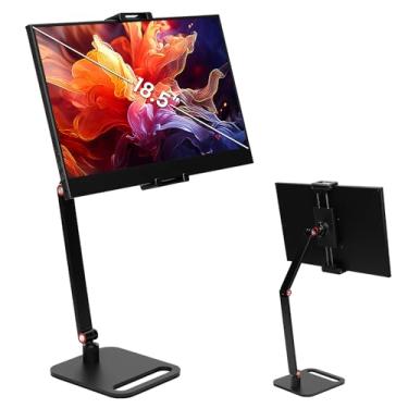 Imagem de Suporte de tablet para iPad de 4,7 a 12,9 polegadas, suporte de monitor portátil para 6-17,3, 18,5 polegadas, braço de montagem de mesa para Kindle, tela portátil com base mais pesada e braços mais