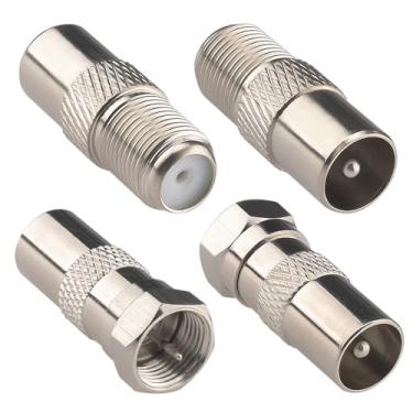 Imagem de Kaunosta Adaptador de acoplador de antena tipo F TV PAL 50 Ohm F macho/fêmea para TV Pal Macho Kit de conectores adaptadores coaxiais para sintonizador de antena de cabo coaxial FM via satélite 4
